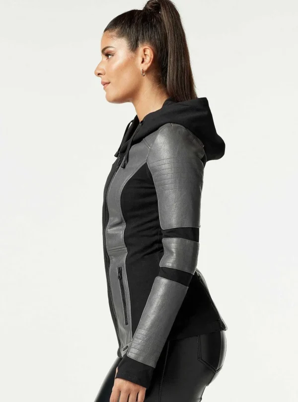 Women Blanc Noir Motos*Asym Hooded Moto