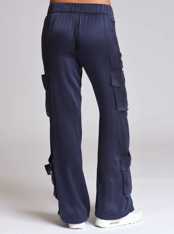 Women Blanc Noir Naval Blue*Chelsea Silk Wide Leg Pant