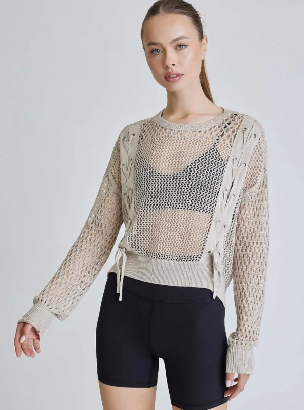 Women Blanc Noir Tops*Lace Up Sweatshirt