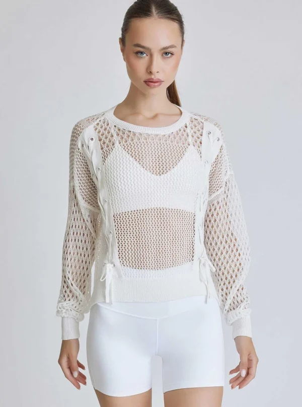 Women Blanc Noir Tops*Lace Up Sweatshirt