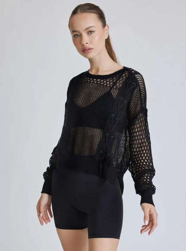 Women Blanc Noir Tops*Lace Up Sweatshirt