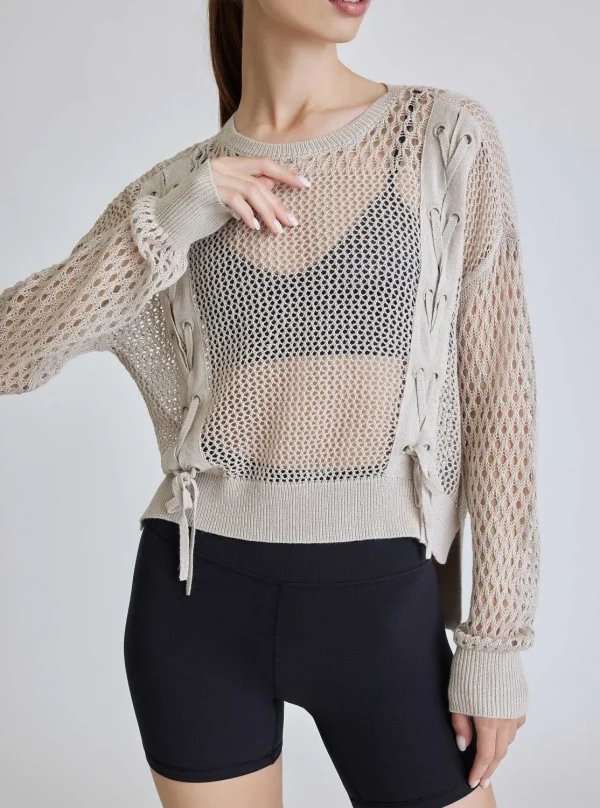 Women Blanc Noir Tops*Lace Up Sweatshirt