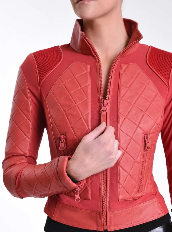 Women Blanc Noir Motos*Leather Moto Mesh Jacket