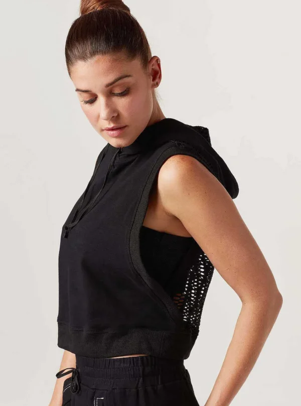 Women Blanc Noir Activewear*Linear Mesh Hoodie