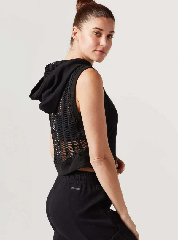 Women Blanc Noir Activewear*Linear Mesh Hoodie