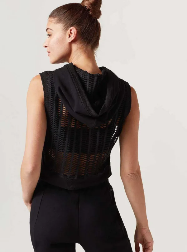 Women Blanc Noir Activewear*Linear Mesh Hoodie