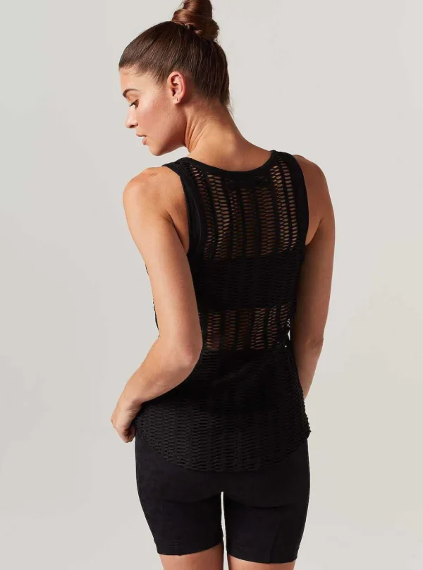 Women Blanc Noir Tops*Linear Mesh Tank Top