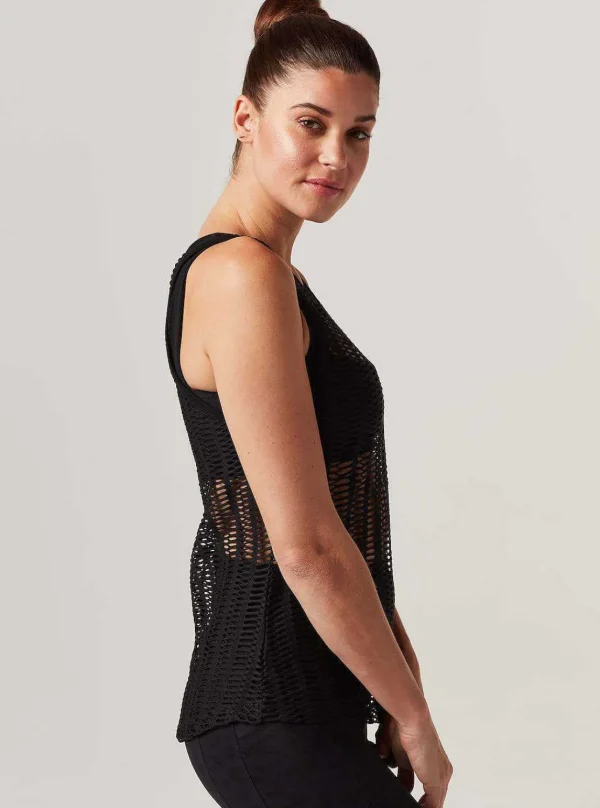 Women Blanc Noir Tops*Linear Mesh Tank Top