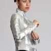 Women Blanc Noir Motos*Metallic Moto Mesh Jacket