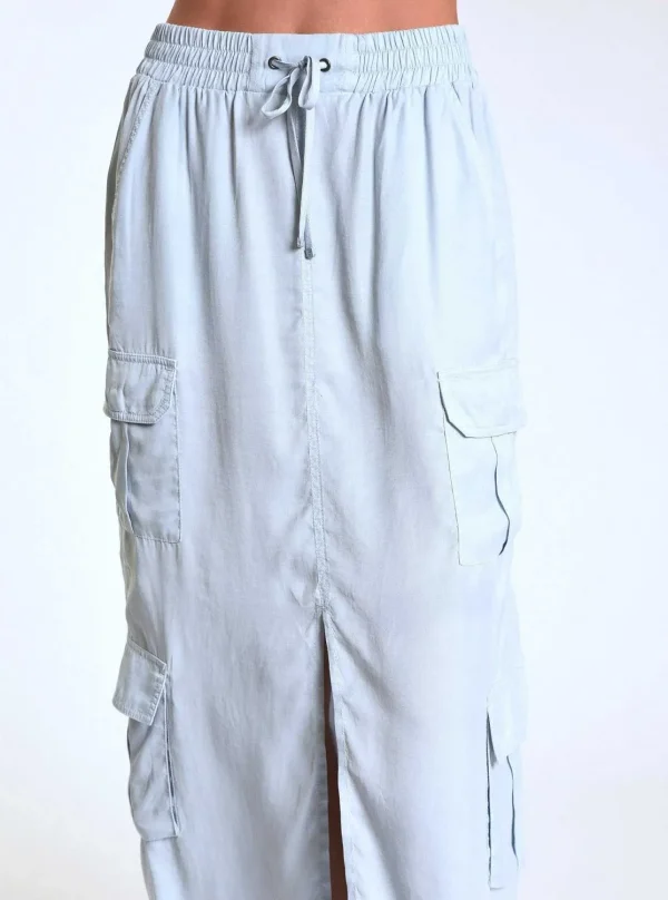 Women Blanc Noir Chambray Blue*Phoenix Tencel Cargo Skirt