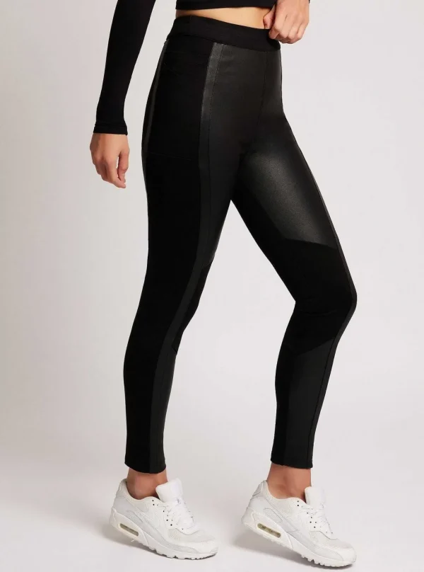 Women Blanc Noir Bottoms*Ponte Leather Legging