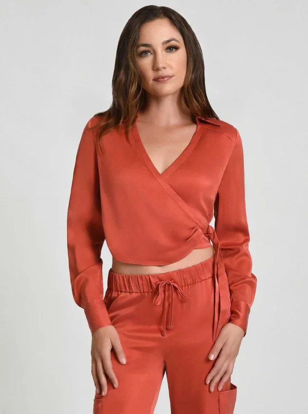 Women Blanc Noir Olive*Silk Wrap Shirt