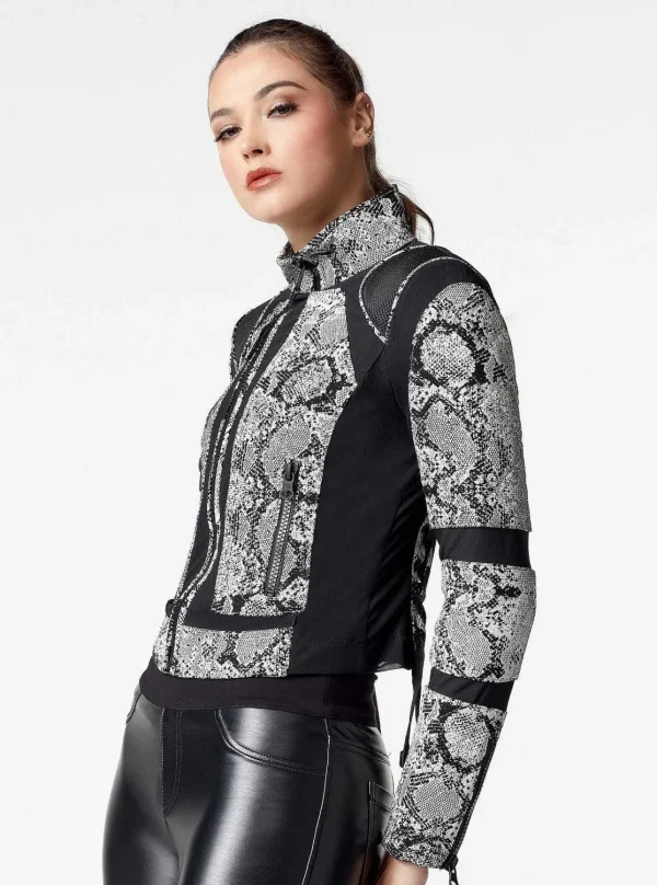 Women Blanc Noir Motos*Snake Moto Jacket