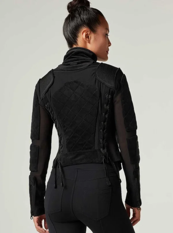 Women Blanc Noir Motos*Velour Moto Jacket