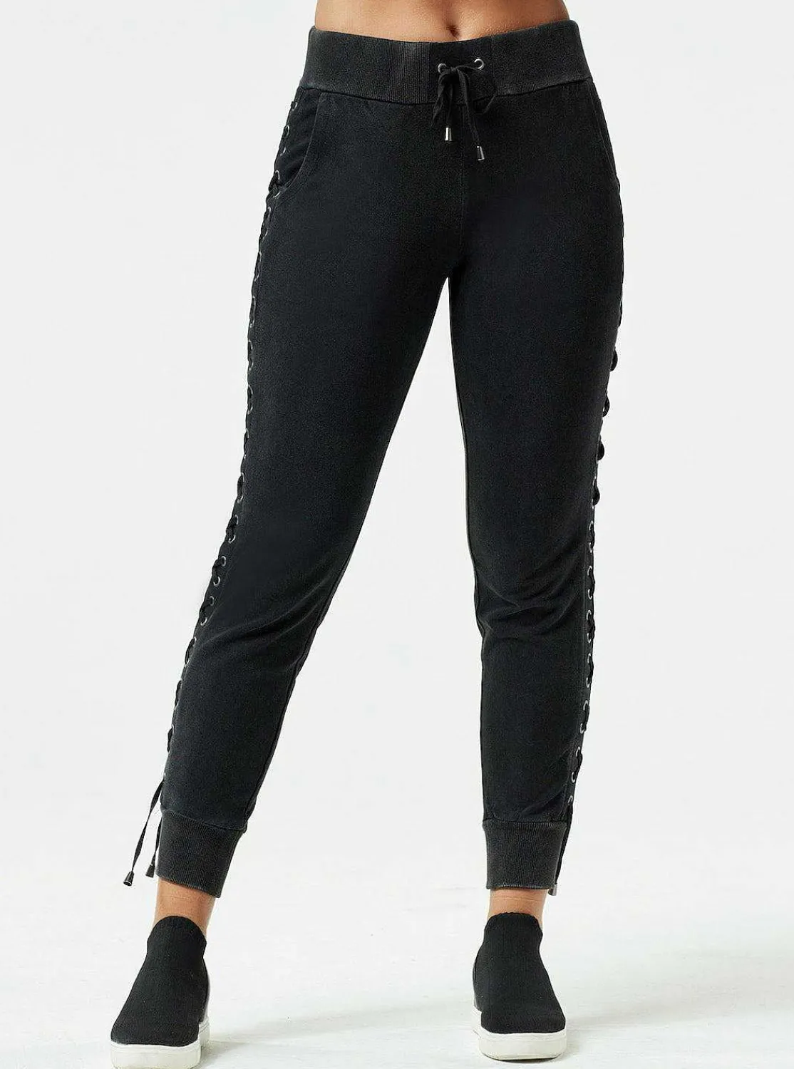 Women Blanc Noir Bottoms*Vintage Wash Lace Up Jogger