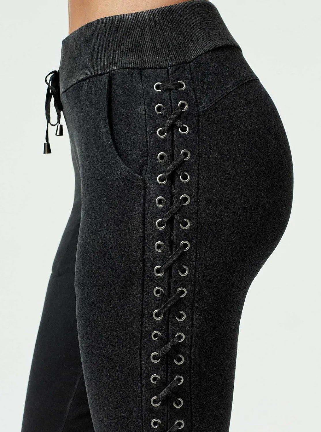 Women Blanc Noir Bottoms*Vintage Wash Lace Up Jogger