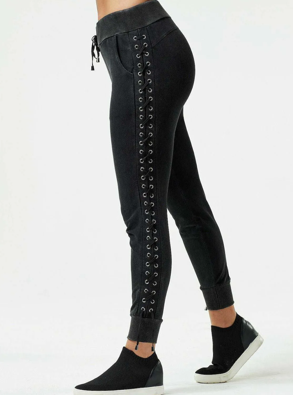 Women Blanc Noir Bottoms*Vintage Wash Lace Up Jogger