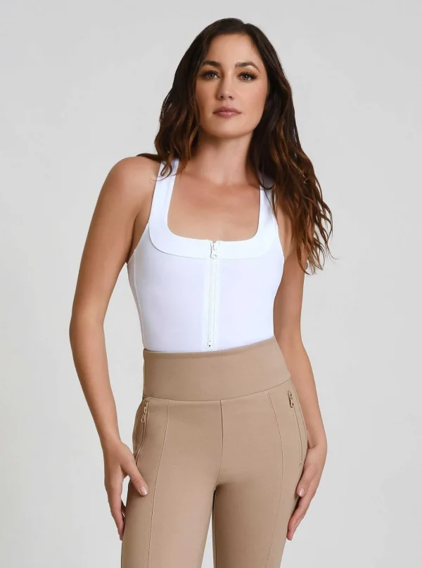 Women Blanc Noir Tops*Zip Front Bodysuit